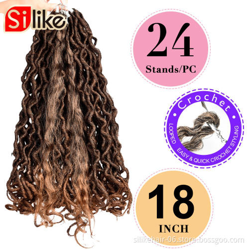 18inch Long Curly Ombre Red Goddess Faux Locs Crochet Braiding Hair Women Fluffy Passion Twist Synthetic Hair Extensions